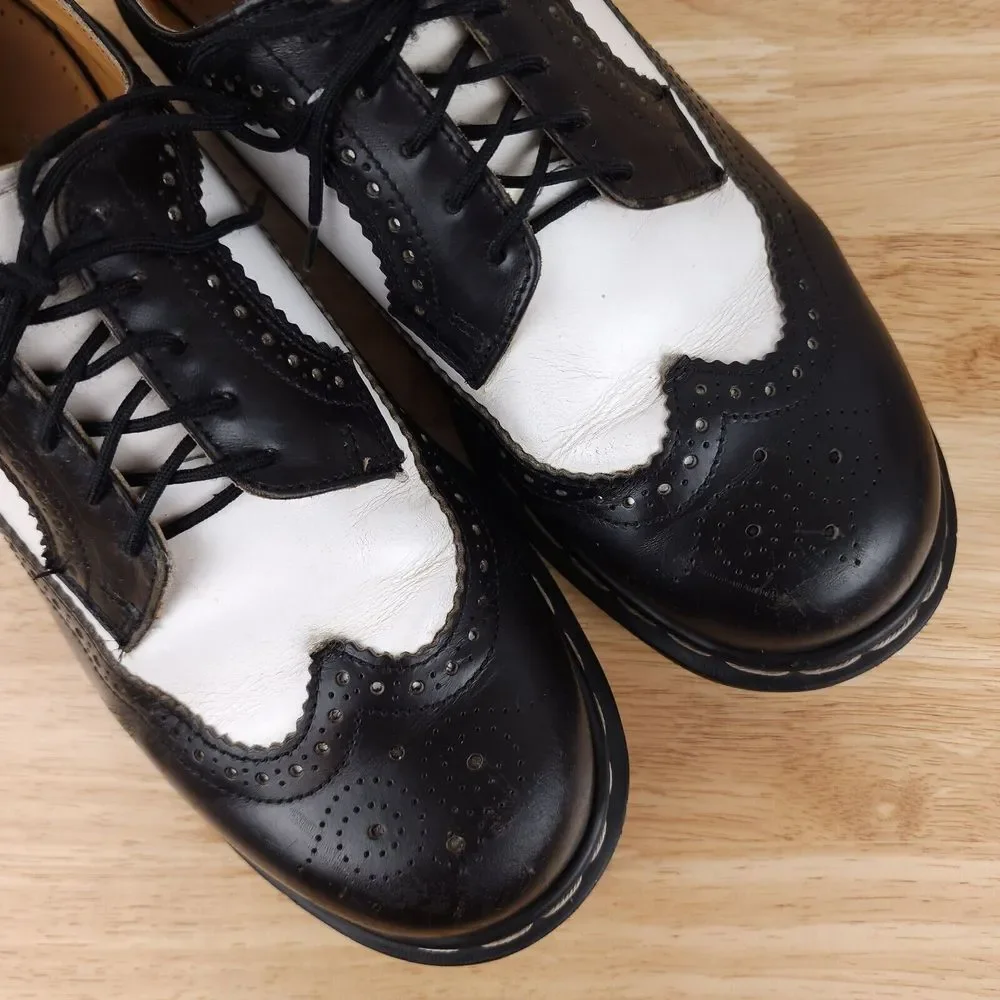 Dr‎ Martens Bex Brogue Wingtip Shoes Mens UK 9 US 10 Black White England 3989